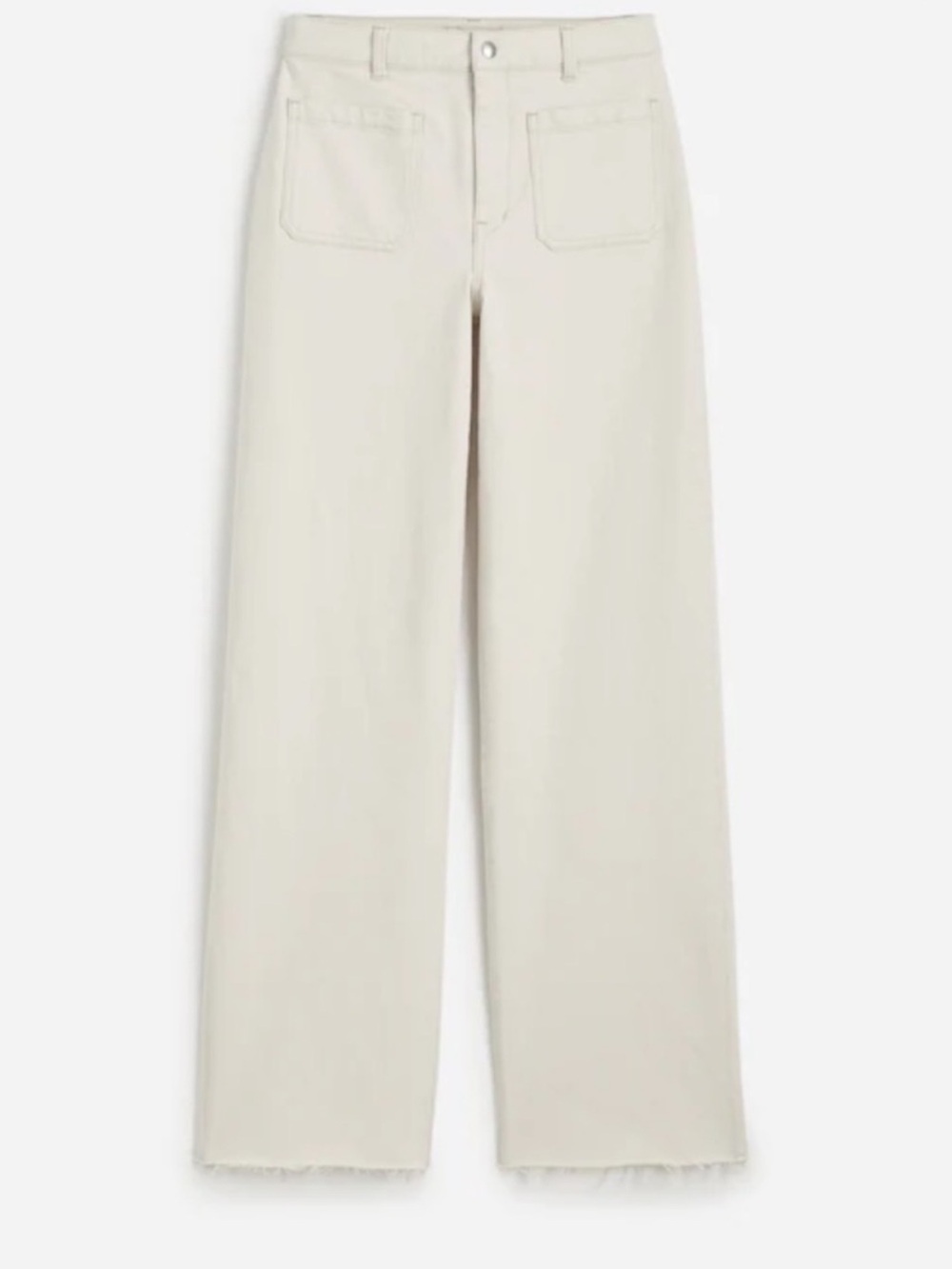 Madewell Emmet Wide Leg Raw Hem Cream Full Length Jeans
